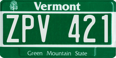 VT license plate ZPV421