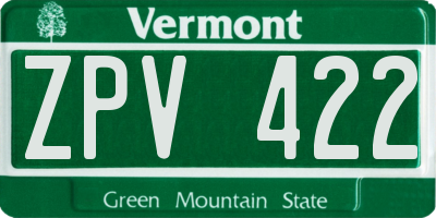 VT license plate ZPV422