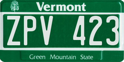 VT license plate ZPV423
