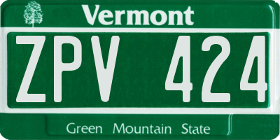 VT license plate ZPV424