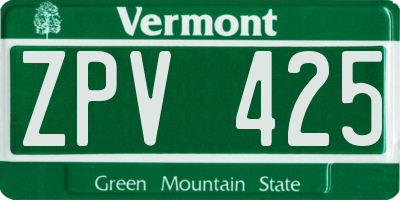 VT license plate ZPV425