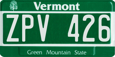 VT license plate ZPV426