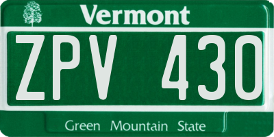 VT license plate ZPV430