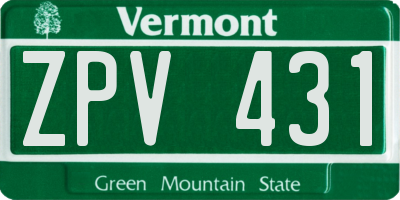 VT license plate ZPV431