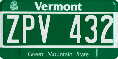 VT license plate ZPV432