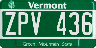 VT license plate ZPV436