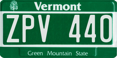 VT license plate ZPV440