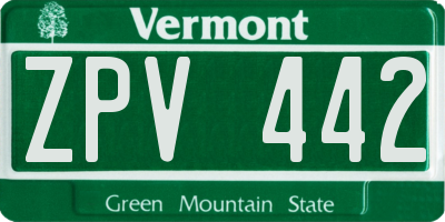 VT license plate ZPV442