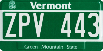 VT license plate ZPV443