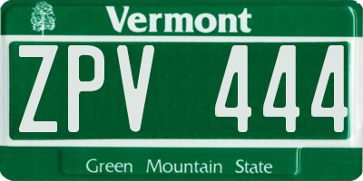 VT license plate ZPV444