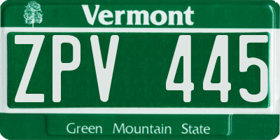 VT license plate ZPV445