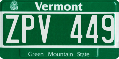 VT license plate ZPV449