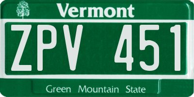 VT license plate ZPV451