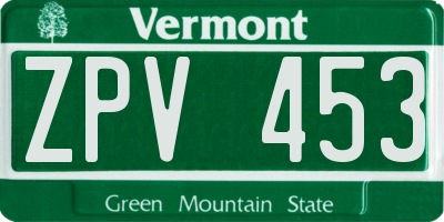 VT license plate ZPV453