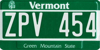 VT license plate ZPV454
