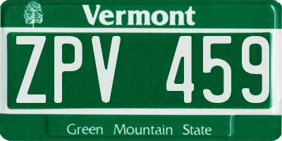 VT license plate ZPV459