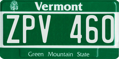 VT license plate ZPV460