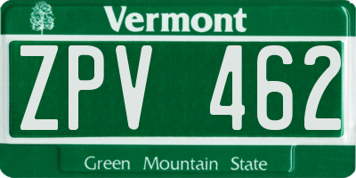 VT license plate ZPV462