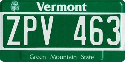 VT license plate ZPV463