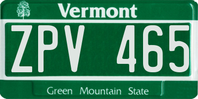 VT license plate ZPV465