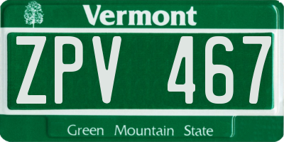 VT license plate ZPV467