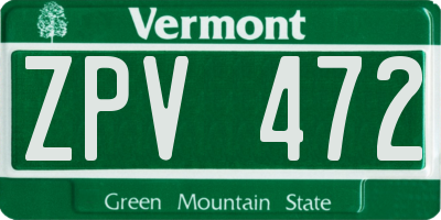VT license plate ZPV472