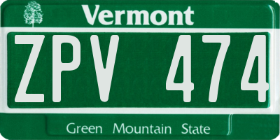 VT license plate ZPV474