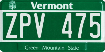 VT license plate ZPV475