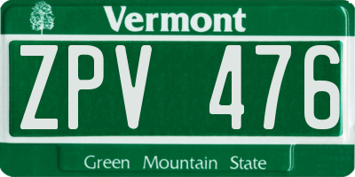 VT license plate ZPV476