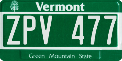 VT license plate ZPV477