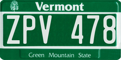 VT license plate ZPV478