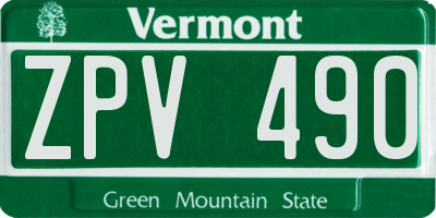 VT license plate ZPV490