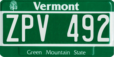 VT license plate ZPV492