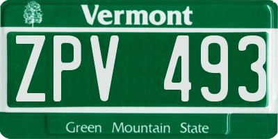 VT license plate ZPV493