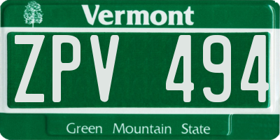 VT license plate ZPV494