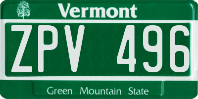 VT license plate ZPV496