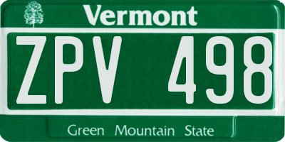 VT license plate ZPV498