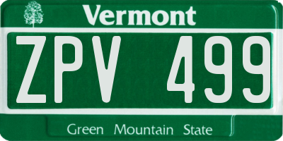 VT license plate ZPV499