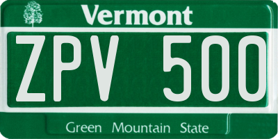 VT license plate ZPV500