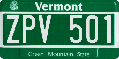 VT license plate ZPV501