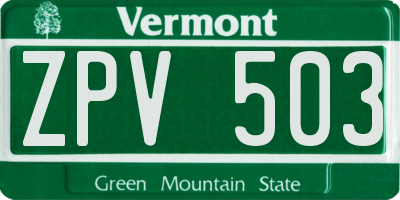 VT license plate ZPV503