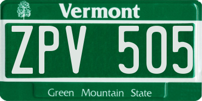 VT license plate ZPV505