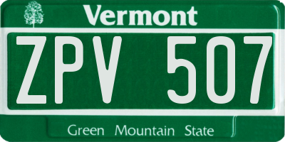 VT license plate ZPV507