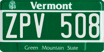 VT license plate ZPV508