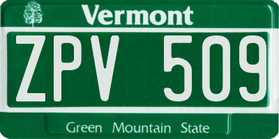 VT license plate ZPV509