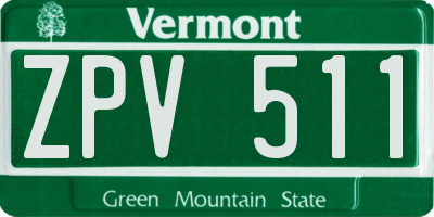 VT license plate ZPV511