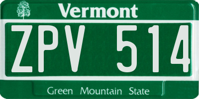 VT license plate ZPV514
