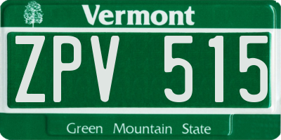 VT license plate ZPV515