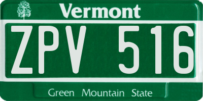 VT license plate ZPV516