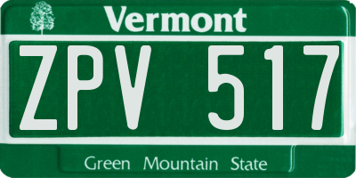 VT license plate ZPV517